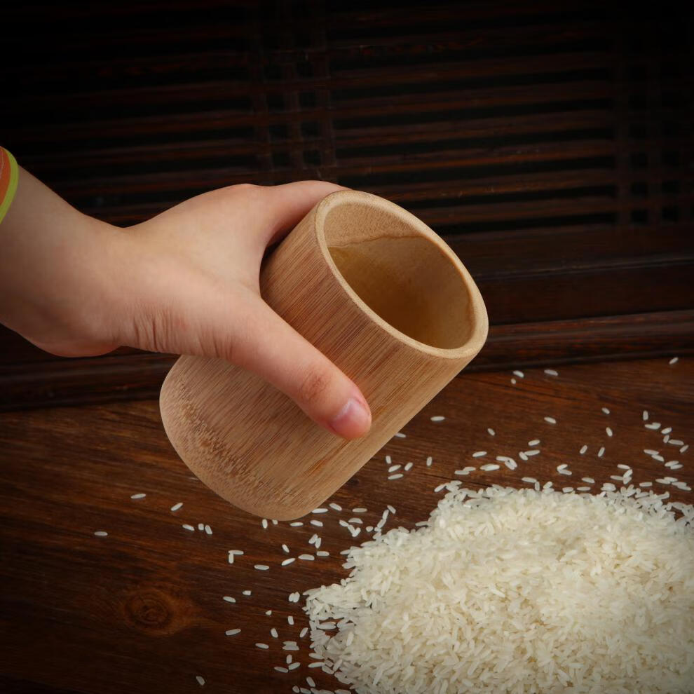 老式米斗家用老式楠竹竹米斗量米筒量勺米桶杯子升量米器竹制舀米杯