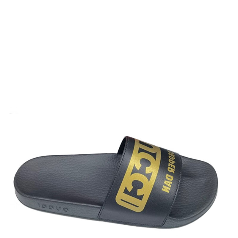 gucci古驰新款logo男士拖鞋bu正品国内现货黑色系欧码42