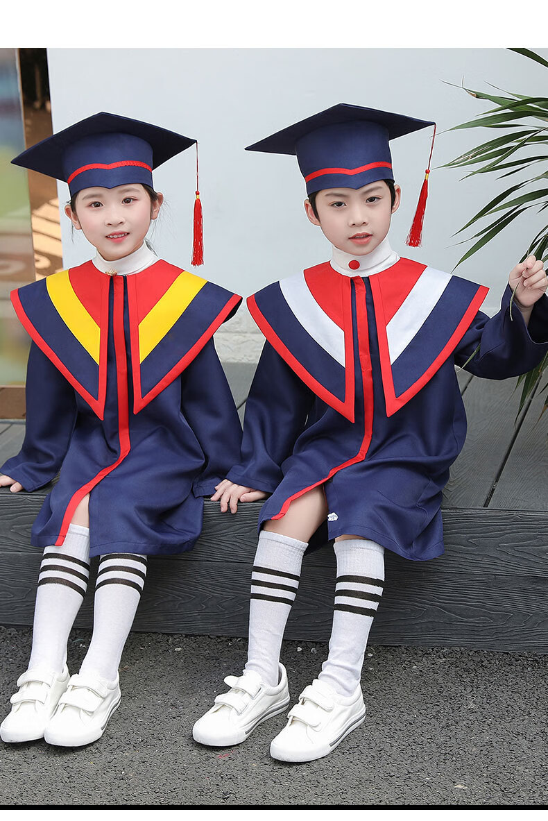 valorman兒童博士服幼兒園學士服幼兒博士帽小學生六年級畢業禮服套裝