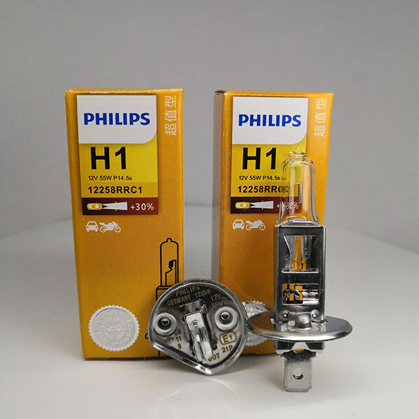 飞利浦汽车灯泡12v超亮原厂卤素车灯h1h4h724v货车远近光灯雾灯h124v