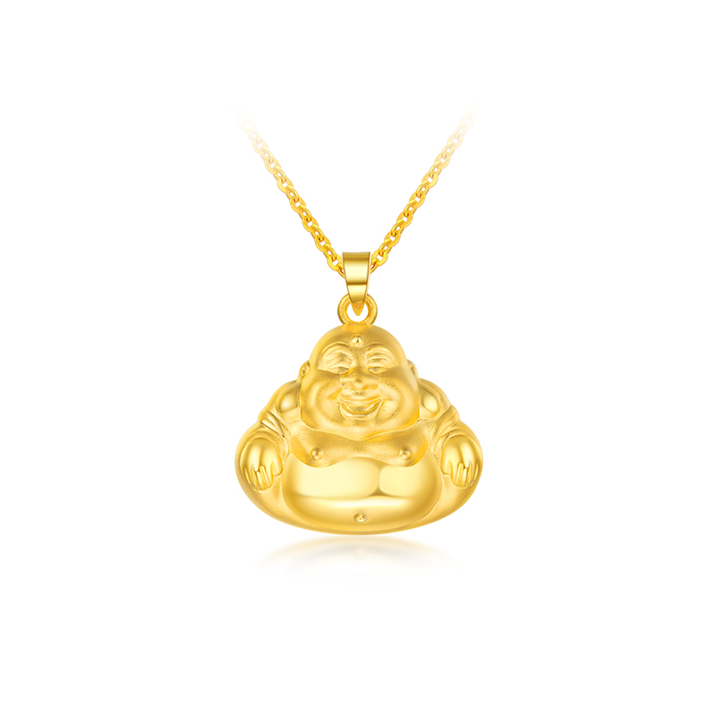 3d硬金足金999弥勒佛吊坠送礼佛公黄金吊坠送妈妈送长辈足金吊坠女友