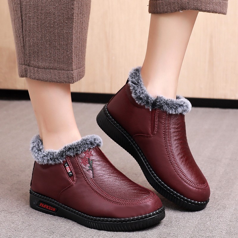 布鞋女棉鞋冬季加绒女鞋保暖中老年妈妈鞋高帮防滑奶奶鞋n609女红棉40