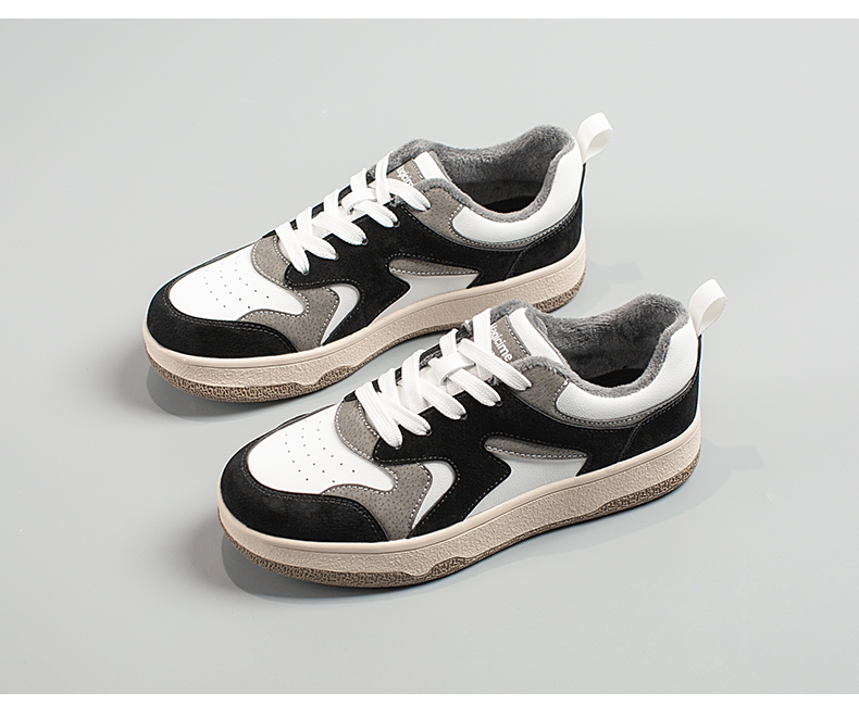 奥古狮登透气阿甘鞋女秋冬新款百搭板鞋休闲运动德训鞋女114118白黑色