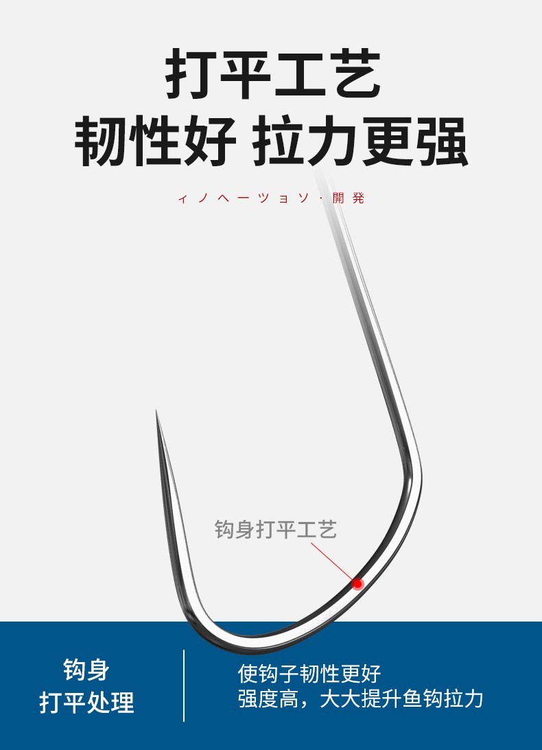 迎科竞技狼牙鱼钩新型改良无倒刺进口黑坑新关东细条狼牙鱼钩散装竞技