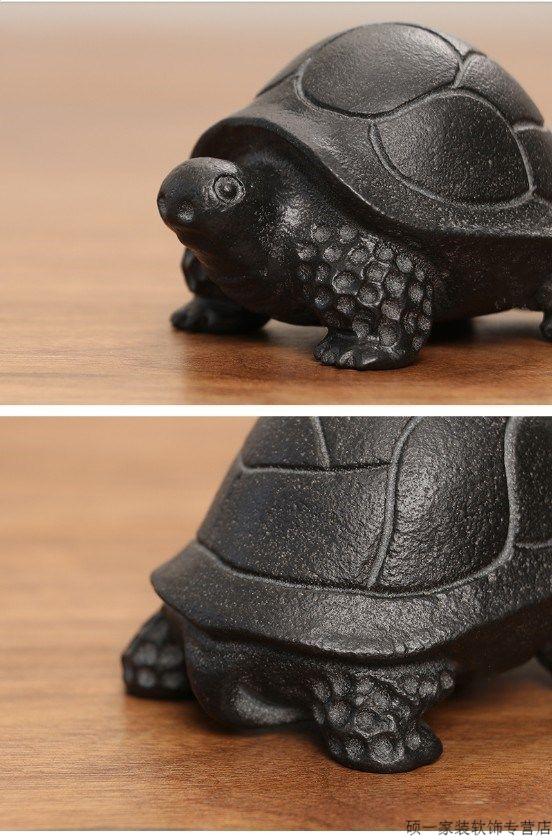 石雕乌金石将军石龟茶宠摆件精品可养石头小乌龟茶具配件石龟 乌金石
