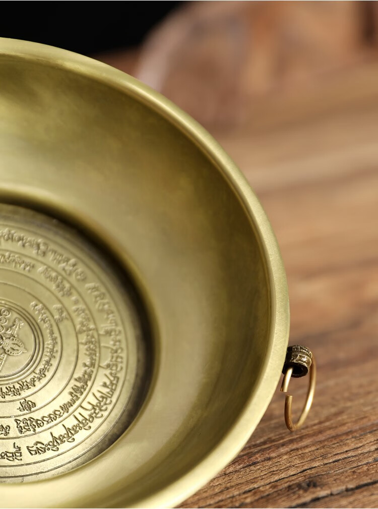 大号紫铜色烟供盘六道金刚咒多功能香炉铜合金耐高温家用火供药供