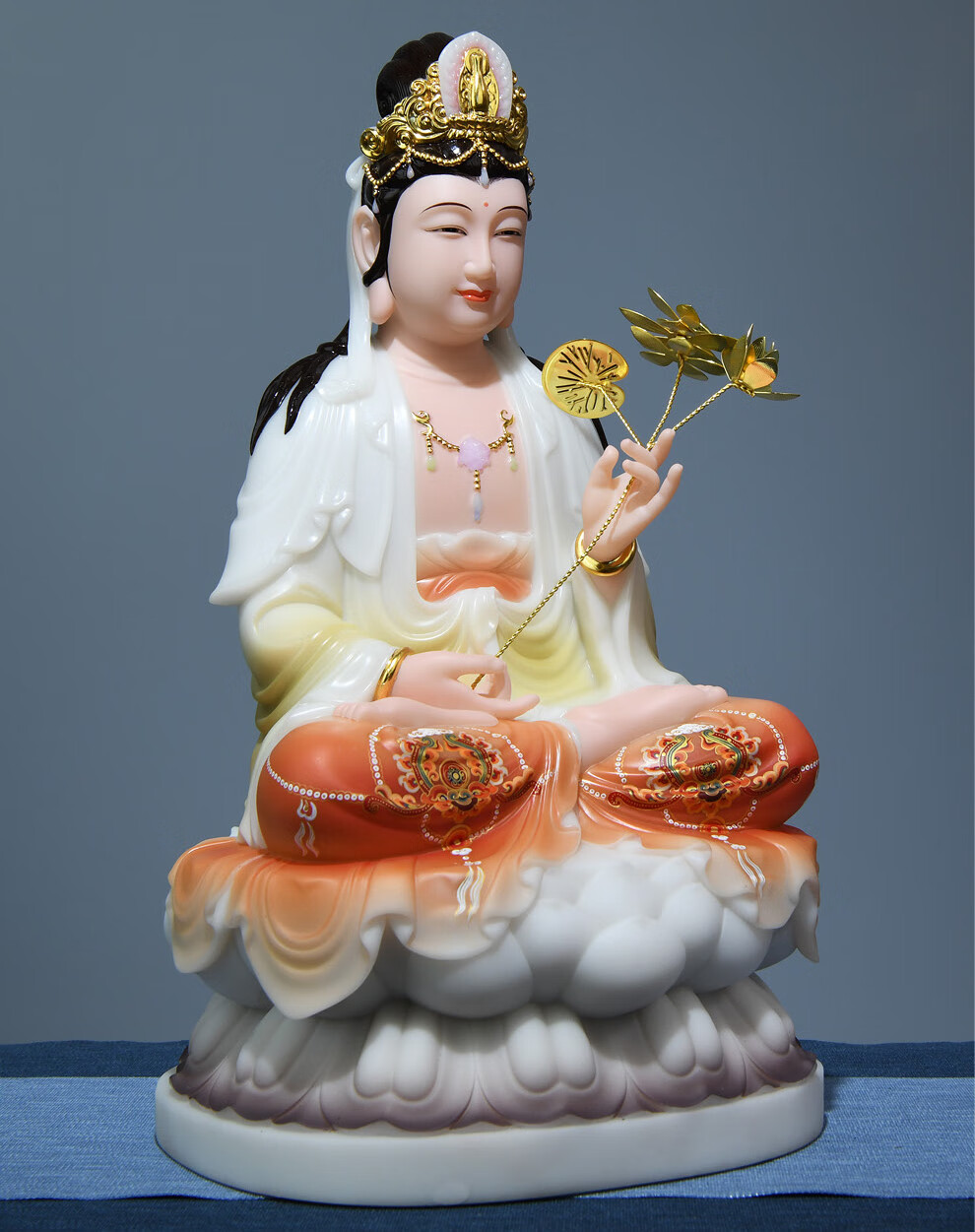 益心阁大势至菩萨摆件佛像供奉家用汉白玉观音菩萨摆件西方三圣佛教