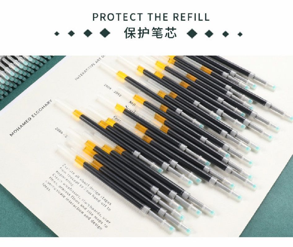 黑色按动芯05mm笔芯签字笔会议笔学习办公用品黑色按动笔芯100支按动