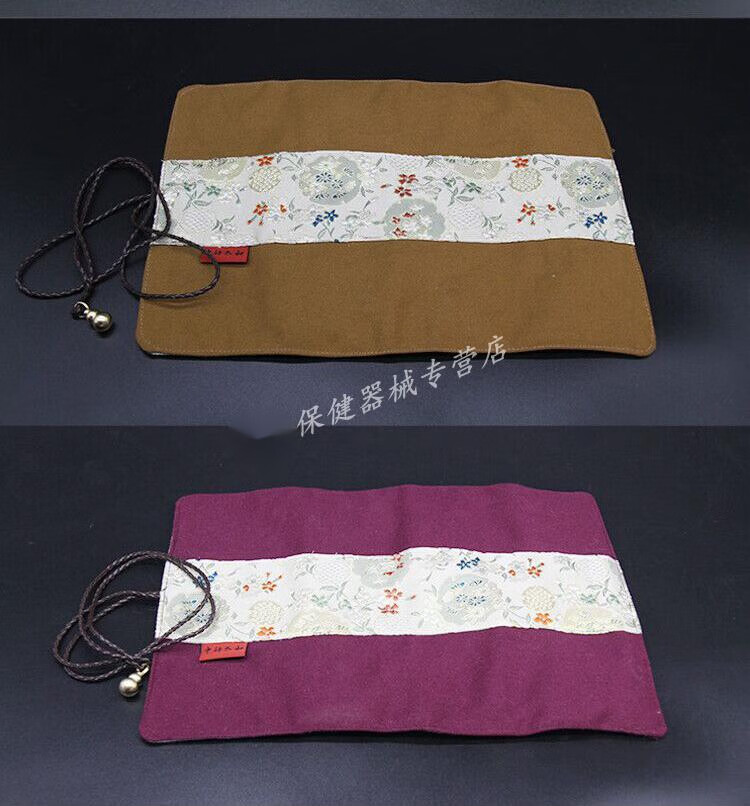 汁寒磐 仿古针灸包 针袋中国风复古针具收纳袋便携包 针灸收纳包 暗玉