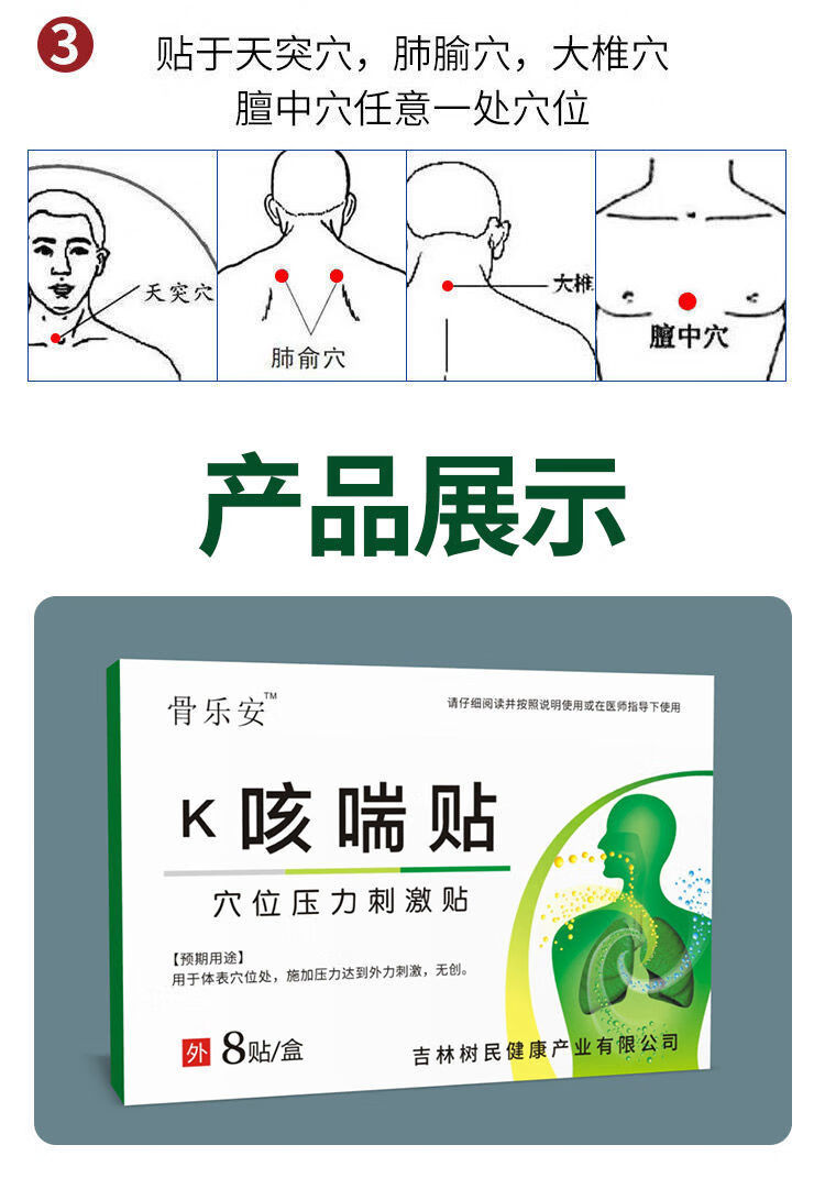 平喘肺气肿慢阻肺大泡气管支气管哮喘咳喘胸闷气短咳嗽呼吸困难咳喘贴