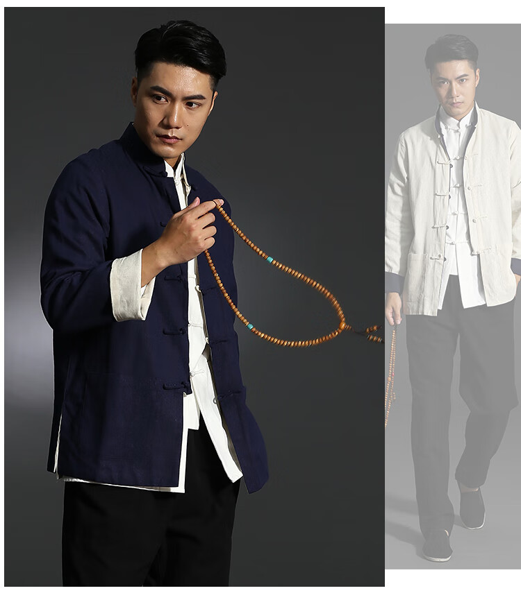 休闲 武术服唐装男中国风居士中式青年练功服武术服棉麻汉服男茶禅服