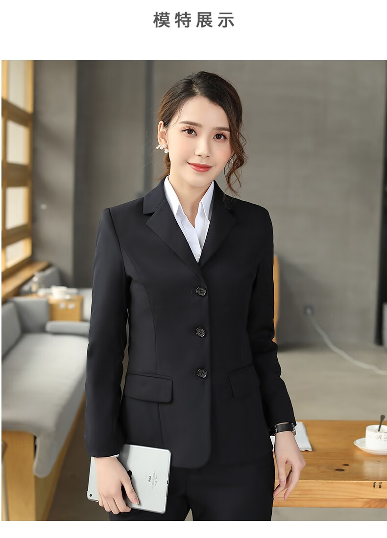 偏黑(三扣)西服女 女裤 小领长衫 s【图片 价