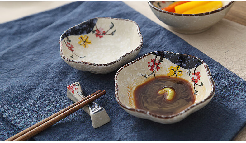 酱油碟浮雕610个装陶瓷小碟子日式调味碟醋碟酱油碟小号菜碟味碟蘸料