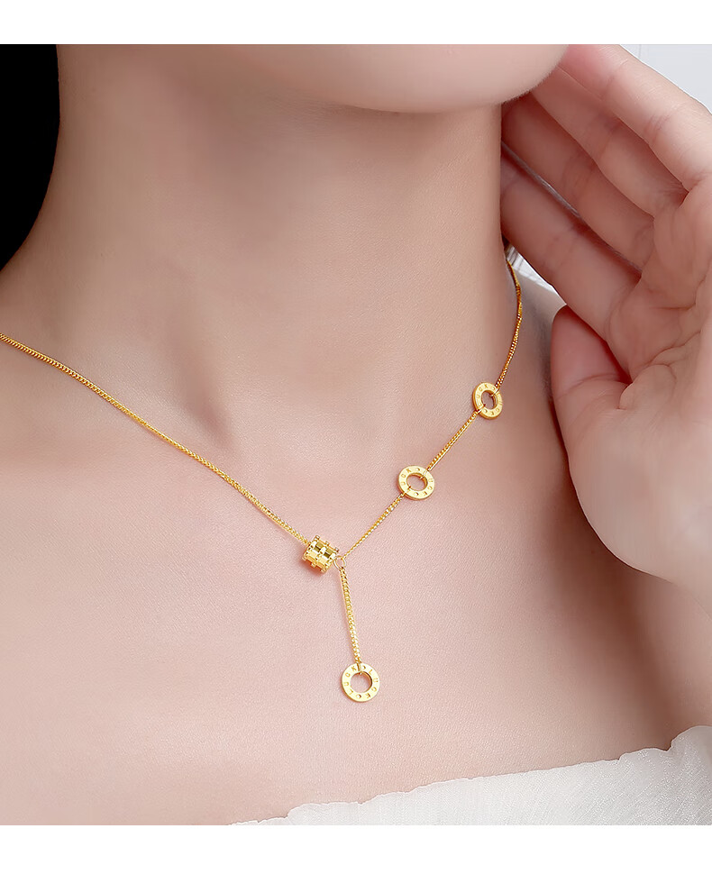 福韵瑞黄金项链小蛮腰足金999转运珠吊坠送女友生日情人节礼物足金