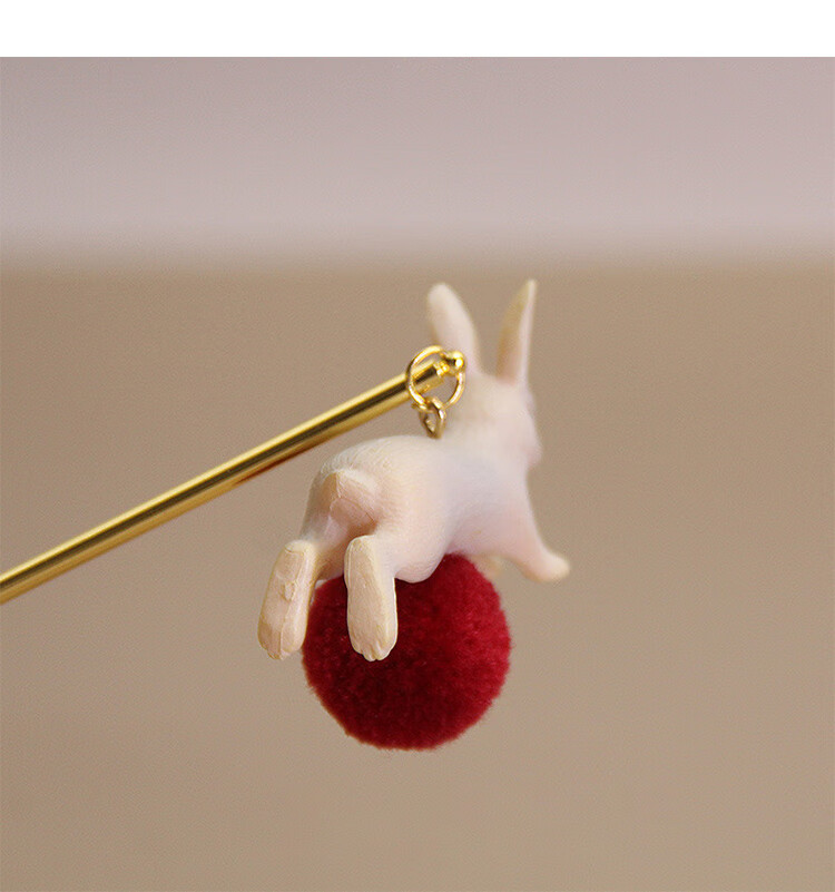 少女古风发簪简约可爱玉兔盘发器日系发钗气质日常簪子复古优雅发夹
