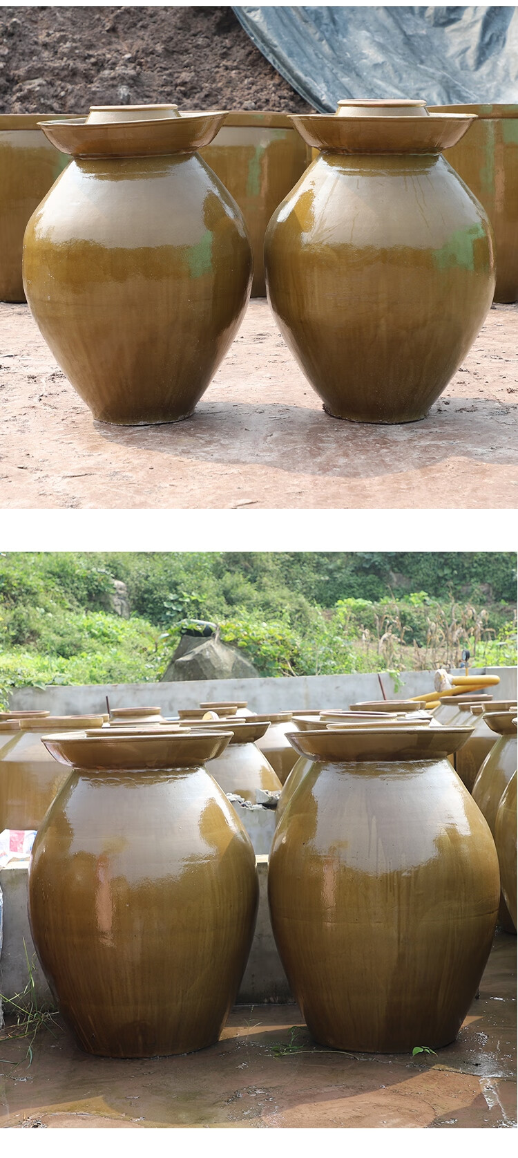 瓦罐坛子 老式土罐子四川泡菜坛子家用土陶酸菜坛加厚带盖瓦罐密封罐