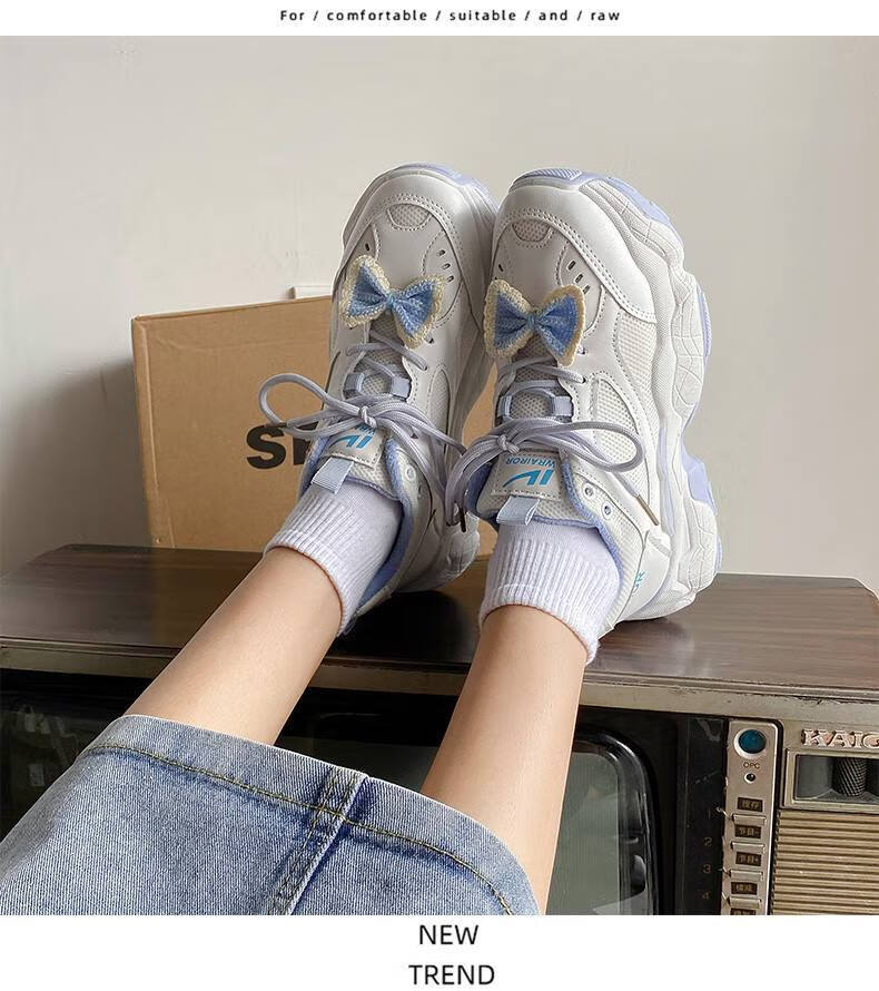 望潮鮀品白色老爹鞋子女2021年秋冬新款女鞋ins休闲百搭厚底港风运动