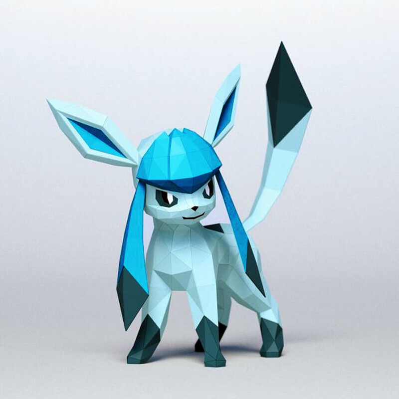 32厘米高 宠物小小火龙手工diy立体纸模型落地几何多边形摆件 伊布