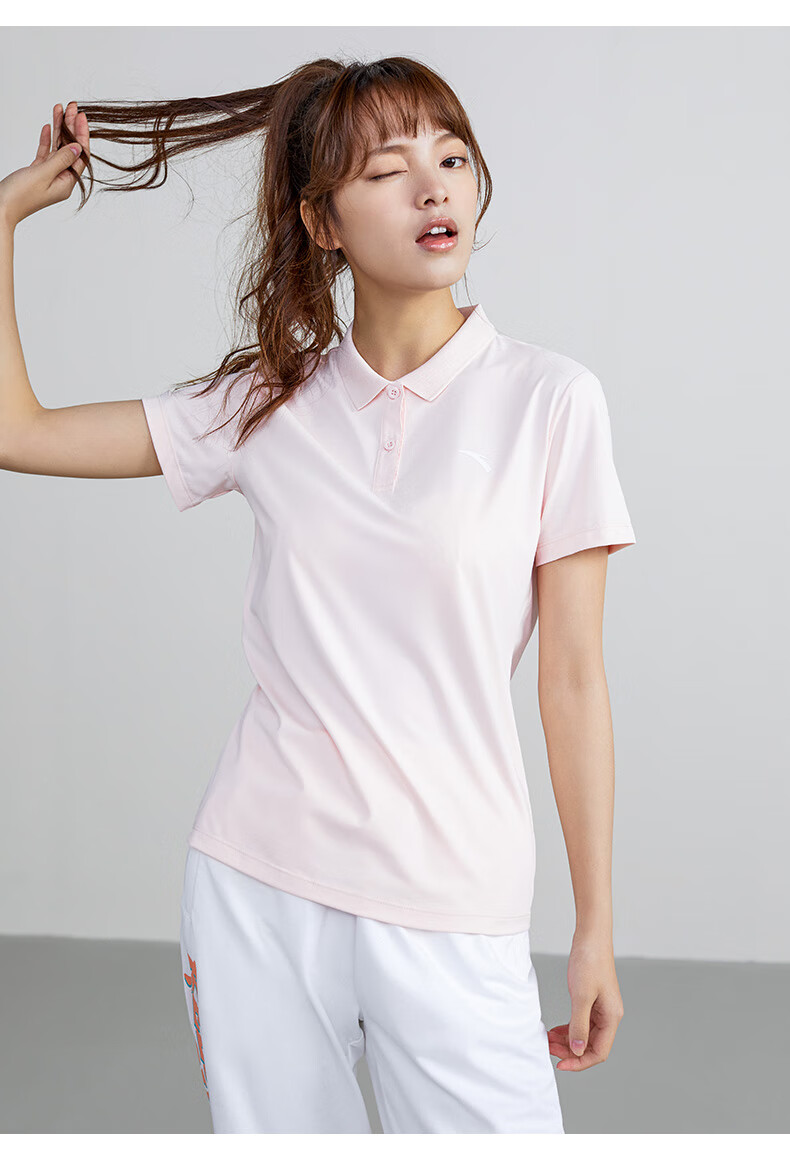 安踏短袖女polo衫2022夏季透气速干翻领t恤打底衫休闲运动上衣女ac