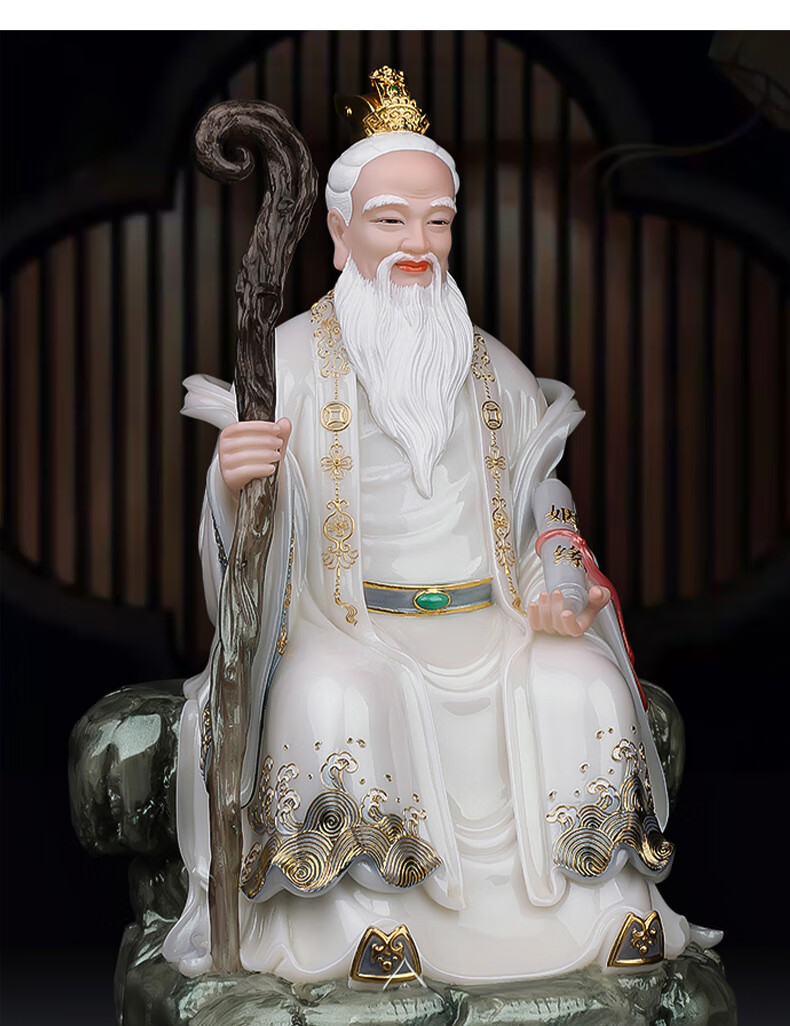 三漫陀月下老人汉白玉彩绘喜神月老神像月老星君家用玄关祠堂摆件
