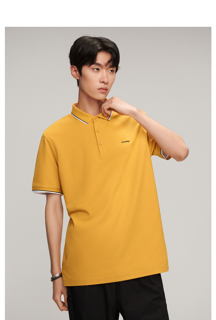 hla海澜之家短袖polo衫男22夏季新品短袖男撞色领边多色字母刺绣点缀
