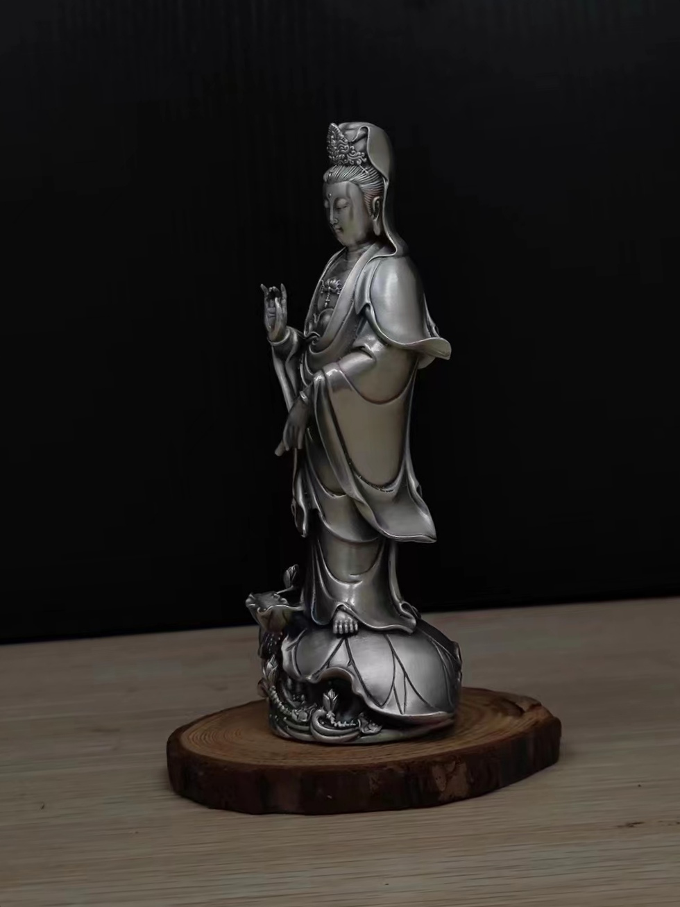 65轻奢高端60纯银观音菩萨摆件足银999观世音佛像工艺品禅意居家