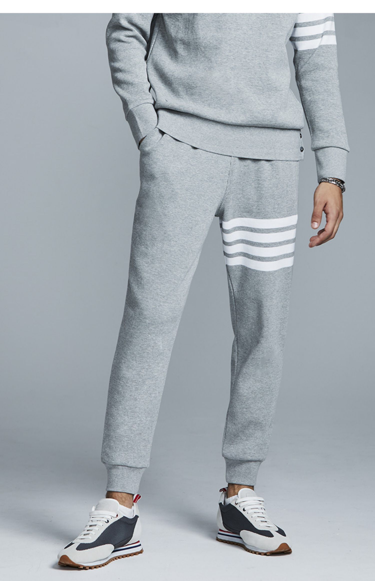 阿布利汤姆布朗2021升级版色织华夫格tb潮流休闲运动长裤男女情侣加大