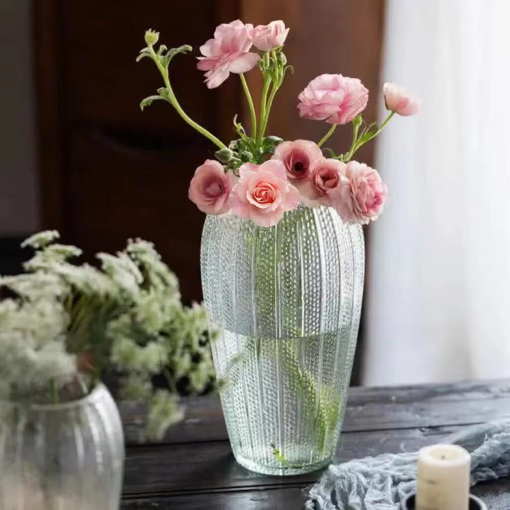 欧式透明玻璃花瓶简约鲜花干花玫瑰花瓶客厅摆件装饰创意水养插花