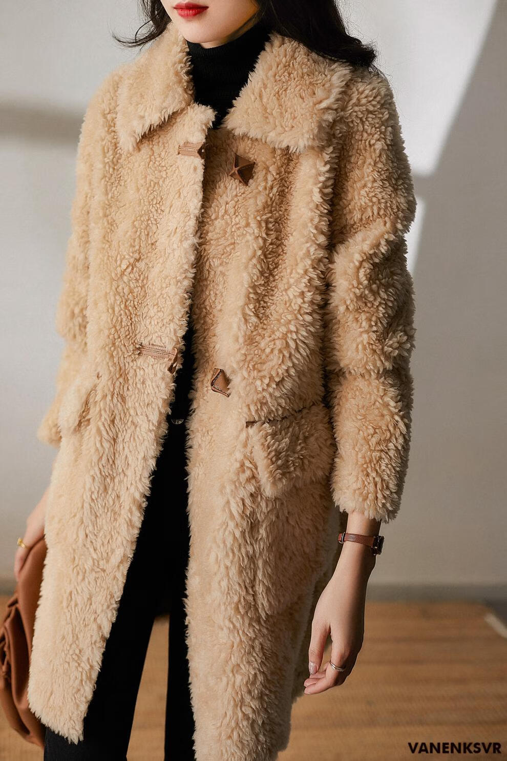 梵恩萨vanenksvr轻奢品牌纯羊毛颗粒绒泰迪熊大衣女软萌有态度别致
