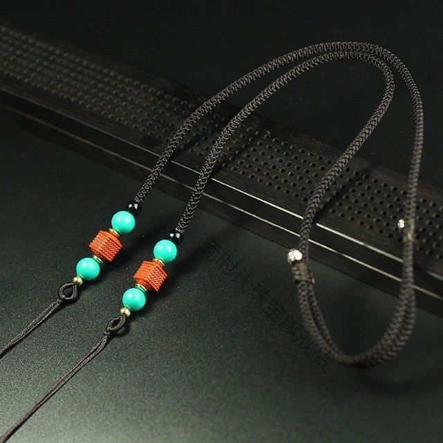 简时代天珠挂绳横穿挂脖锁骨手工编织男士女款项链绳子西藏玉吊坠绳红