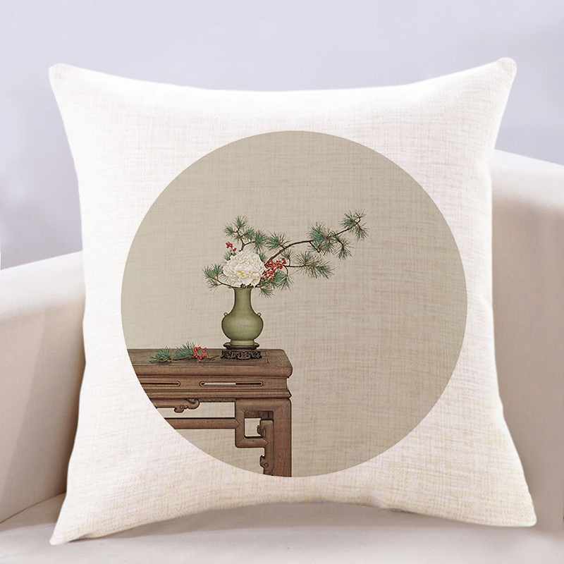万燊新中式抱枕靠垫中国风双面定制禅意复古客厅高档红木沙发棉麻靠枕