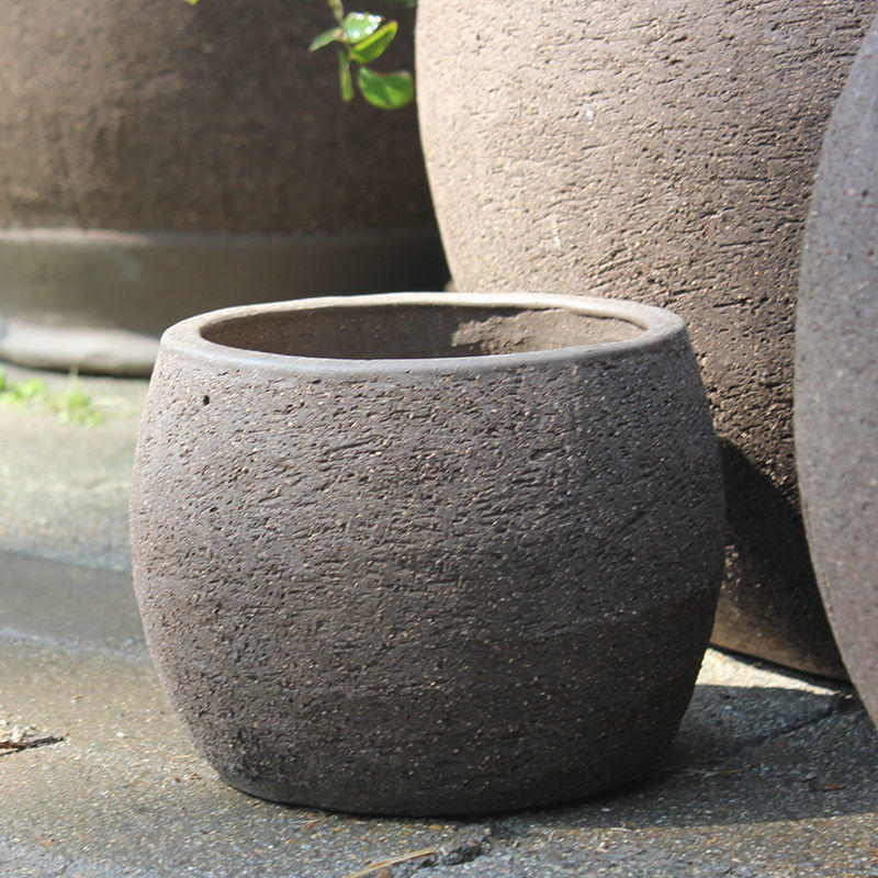 大号透气紫砂紫砂陶瓷土花盆庭院客厅阳台落地家用圆形鱼缸荷花盆中号