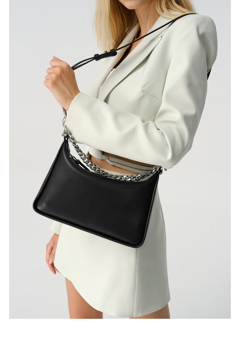 charles&keith22秋新品ck2-40270974柔软链条手提单肩包女包 black