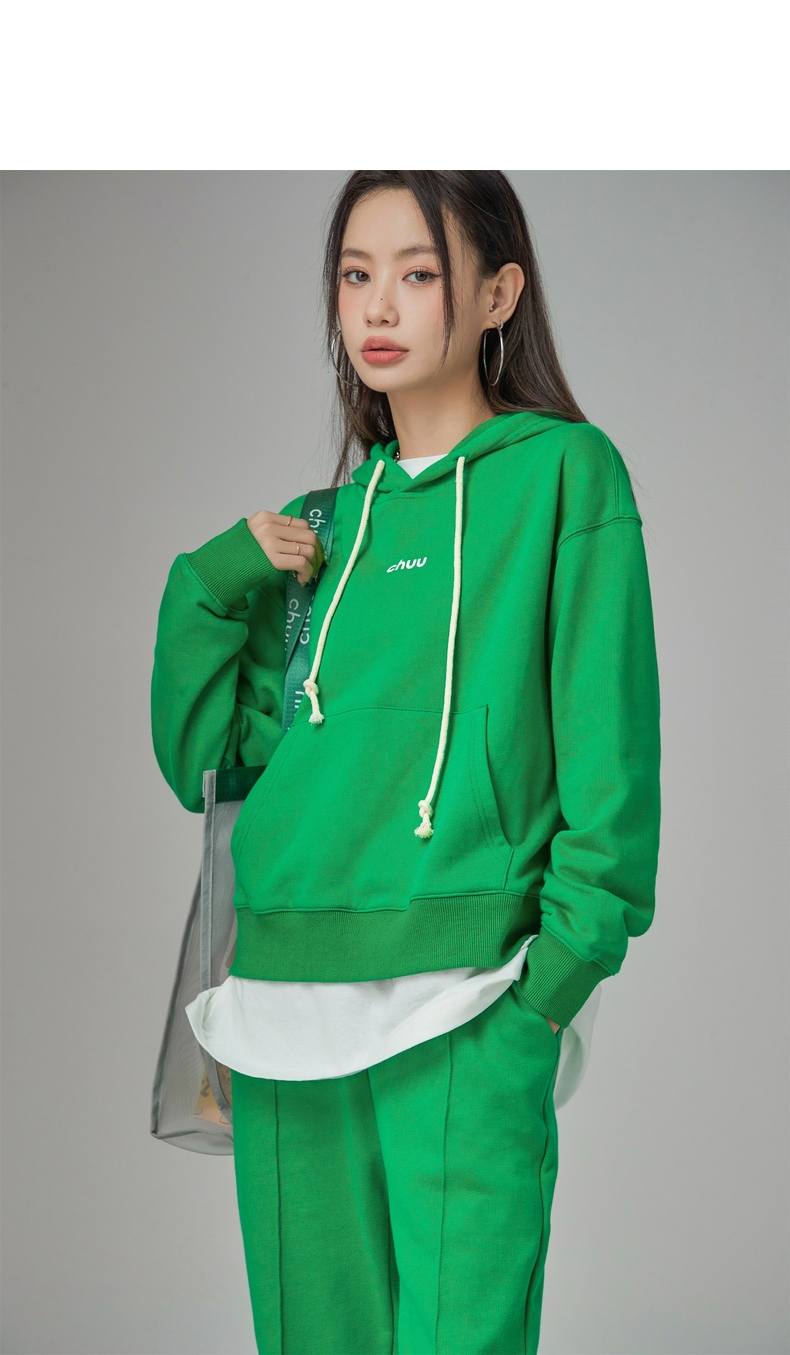 chuu时尚连帽抽绳卫衣女2022年春季新款宽松洋气设计感个性上衣潮精灵