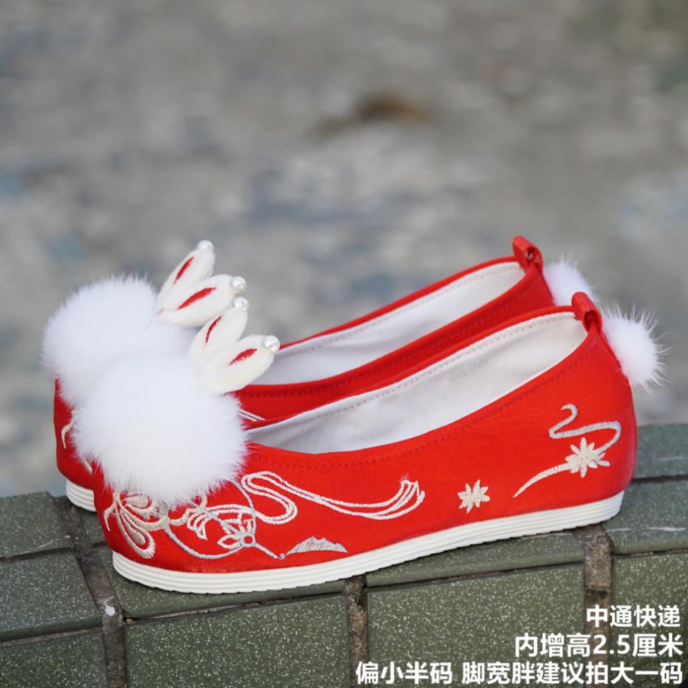旗袍鞋春季搭配古风汉服鞋子女绣花内增高明制古代装旗袍舞蹈汉元素