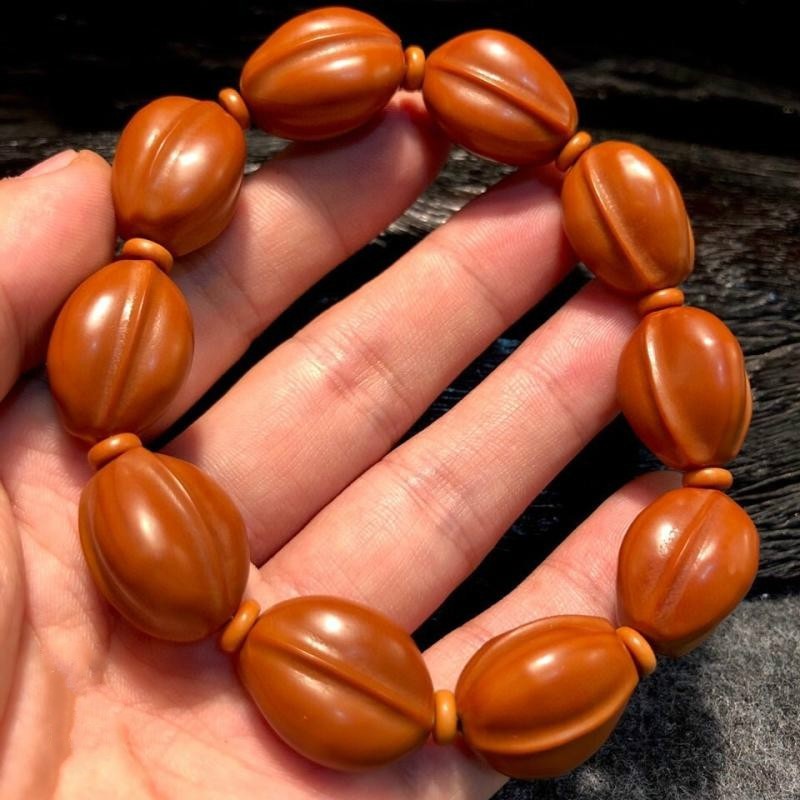 梅林铁核鲨鱼背橄榄核手串 大籽素核文玩原籽光珠素串原核圆珠素珠 1.