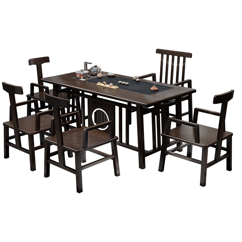 大院里茶台实木茶桌椅组合石板茶台茶具套装一体家用新中式茶几功夫泡