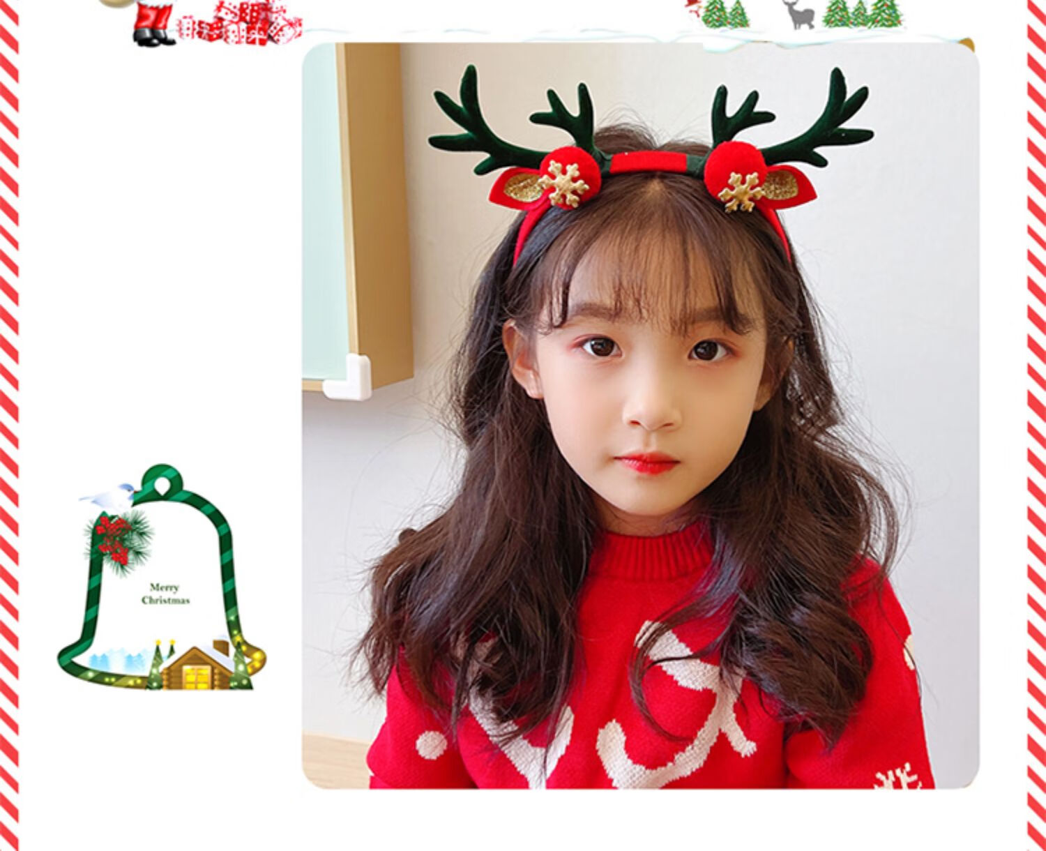 圣诞节大鹿角发箍儿童女童小女孩宝宝圣诞头箍发卡演出发饰头饰女44