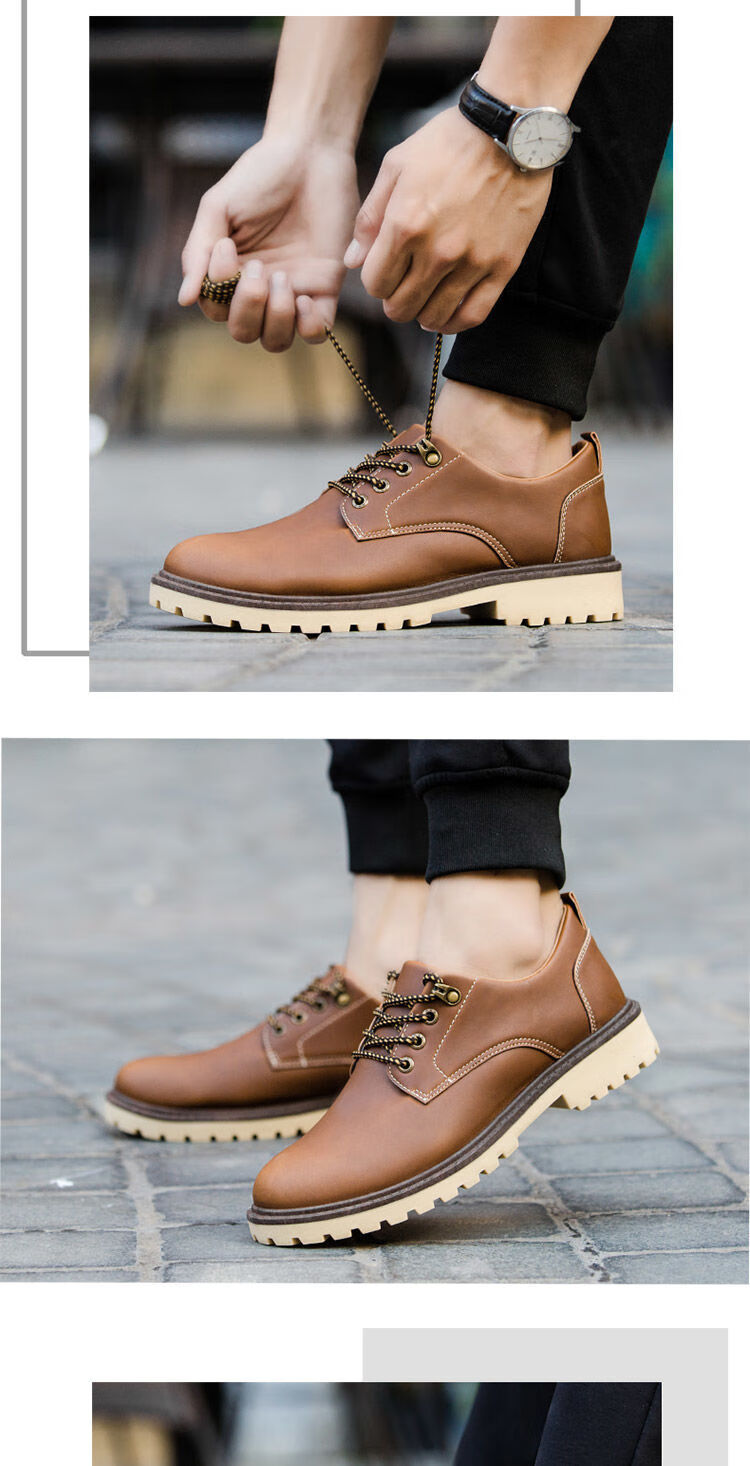 2022夏新款英伦男士皮鞋时尚休闲鞋驾车商务鞋潮流单短靴男鞋子咖啡色