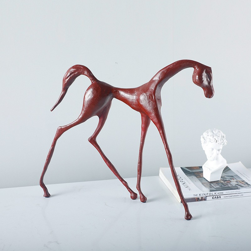 环欧行(huanouxing) 北欧简约抽象马雕塑摆件金属生肖马动物雕像艺术