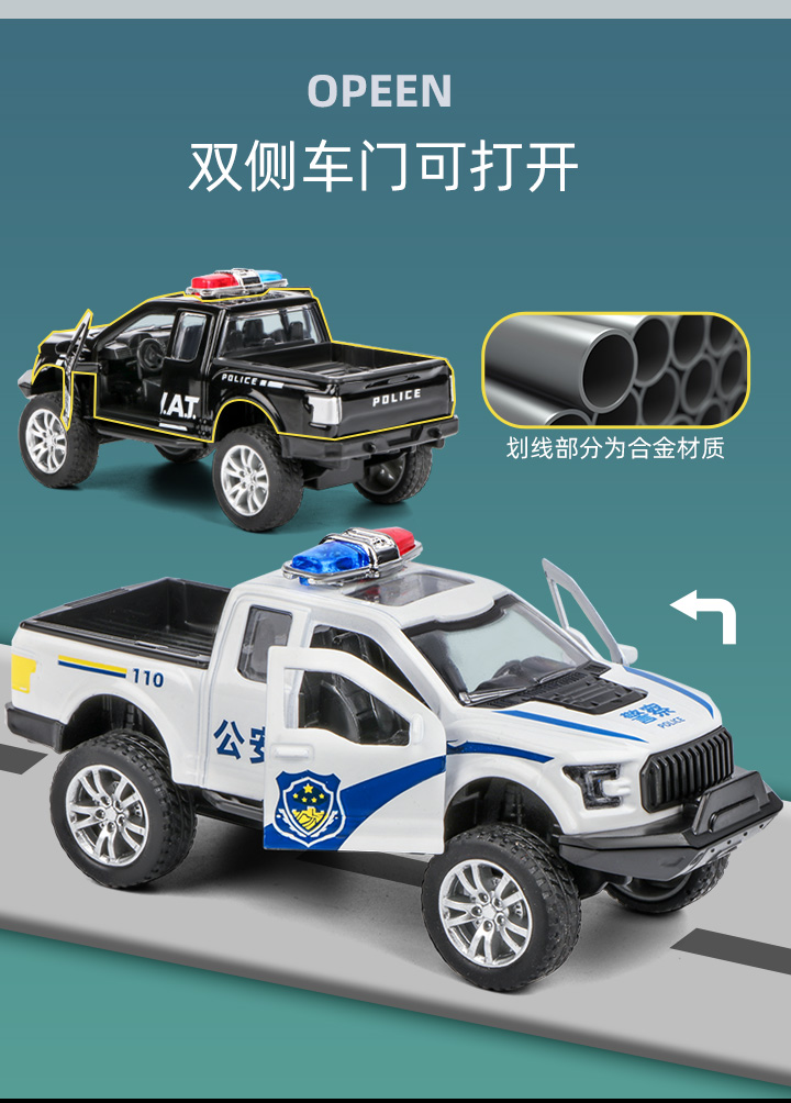 合金警車玩具套裝兒童警車玩具仿真小汽車模型男孩合金救護車消防警察