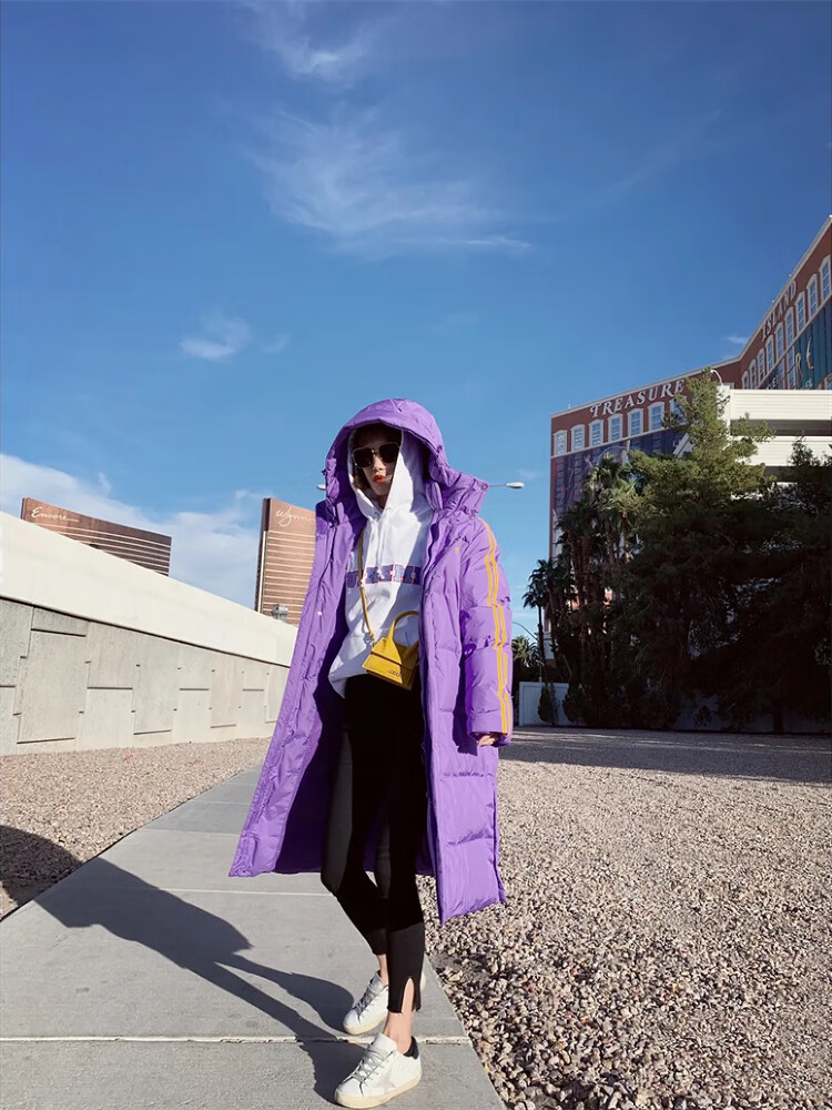 韩国nerdy羽绒服男女2022冬季新款中长款过膝加厚连帽情侣款外套明星