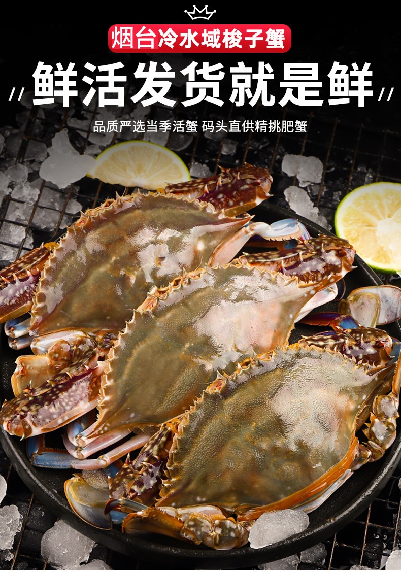 莱州鲜活梭子蟹 鲜活梭子蟹 新鲜飞蟹 特大海螃蟹 满黄红膏母蟹 生鲜
