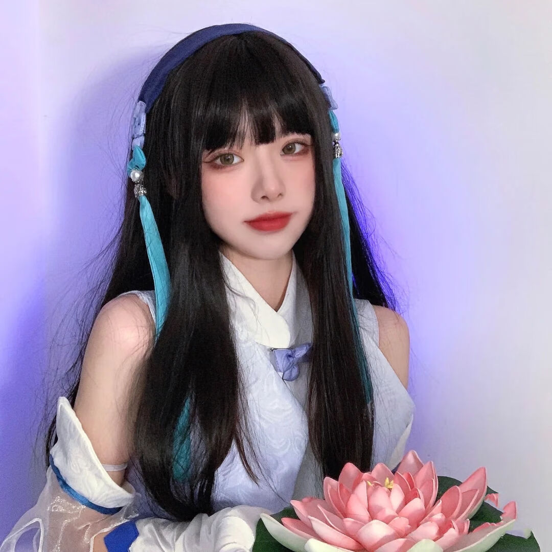 假发女长直发王者农药cos西施温柔气质表演修脸自然蓬松整顶发套 米白