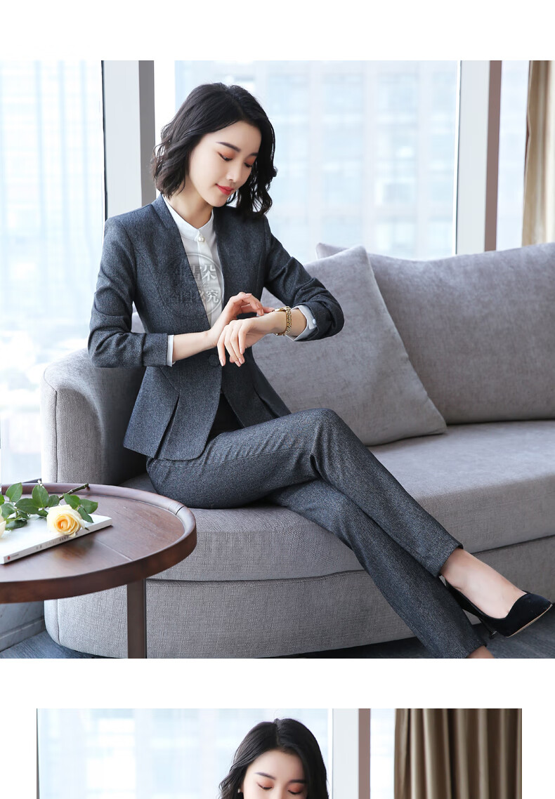 萌阅 播音主持艺考服装女职业西装套装女时尚上镜正装主持人气质红色