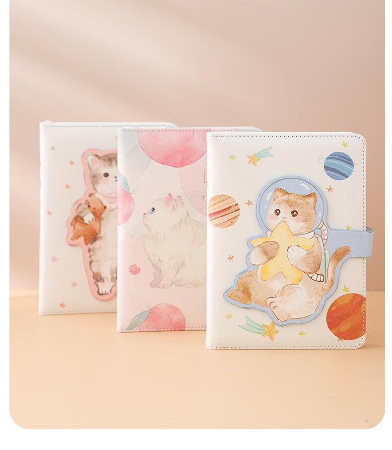 b6猫咪磁扣本手账本超萌笔记本子文艺精致可爱少女心创意日系手帐本