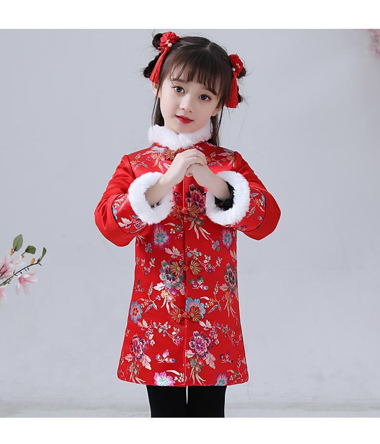 品牌联名款女童旗袍裙小孩唐装过年宝宝拜年服中国风儿童古筝演出服