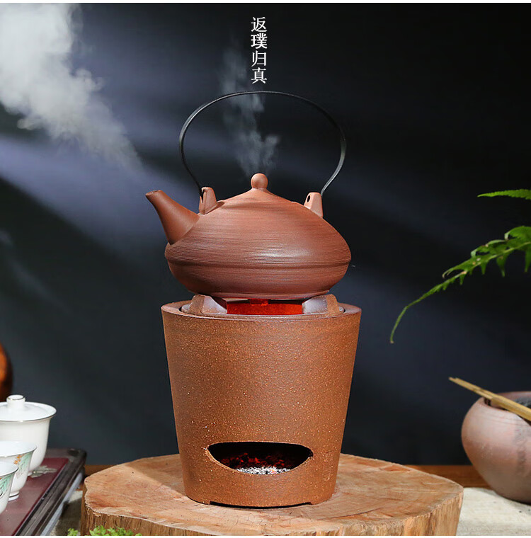 碳炉烧炭炉红泥泥炉小风炉橄榄炭木炭功夫煮茶器家用茶炉炭火炉红源宝