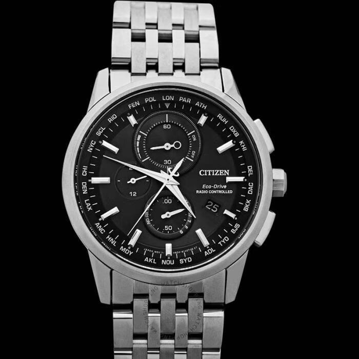 西铁城citizen男士光动能手表腕表表盘43mm防水100m计时码表at811061e