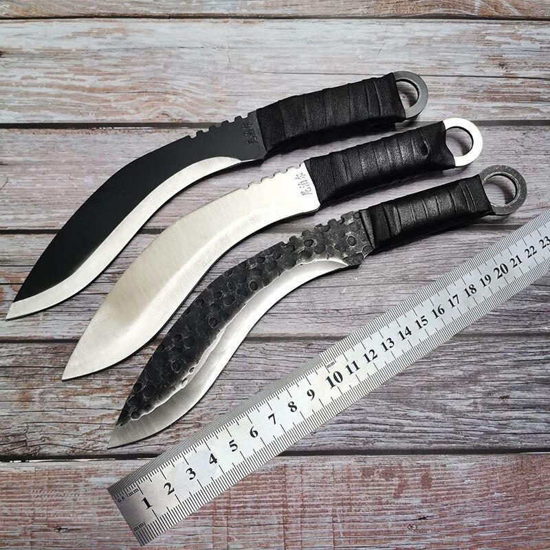 尼泊尔军弯刀大马士革子刀尼泊尔军军刃大号加长野外荒野求生刀刃